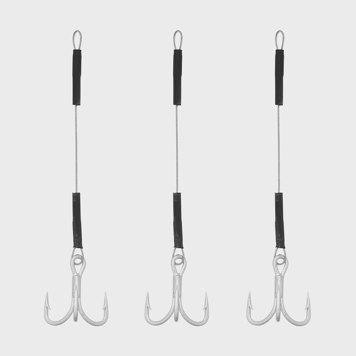 60lb 80mm Multi Strand / Size 2 Treble Hook Assemblies (pack of 3)