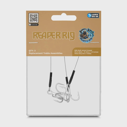 60lb 80mm Multi Strand / Size 2 Treble Hook Assemblies (pack of 3)
